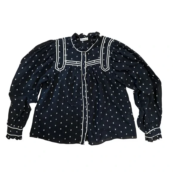 Ulla Johnson *Sold Out* Abigail Black Dot Blouse - Size 4 - Picture 4 of 9